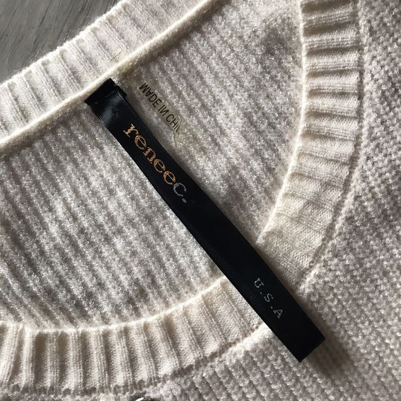 Renee C Long Line Sweater Dress EUC Lace And Eyelet Accent Medium Cream, Soft - Picture 3 of 9